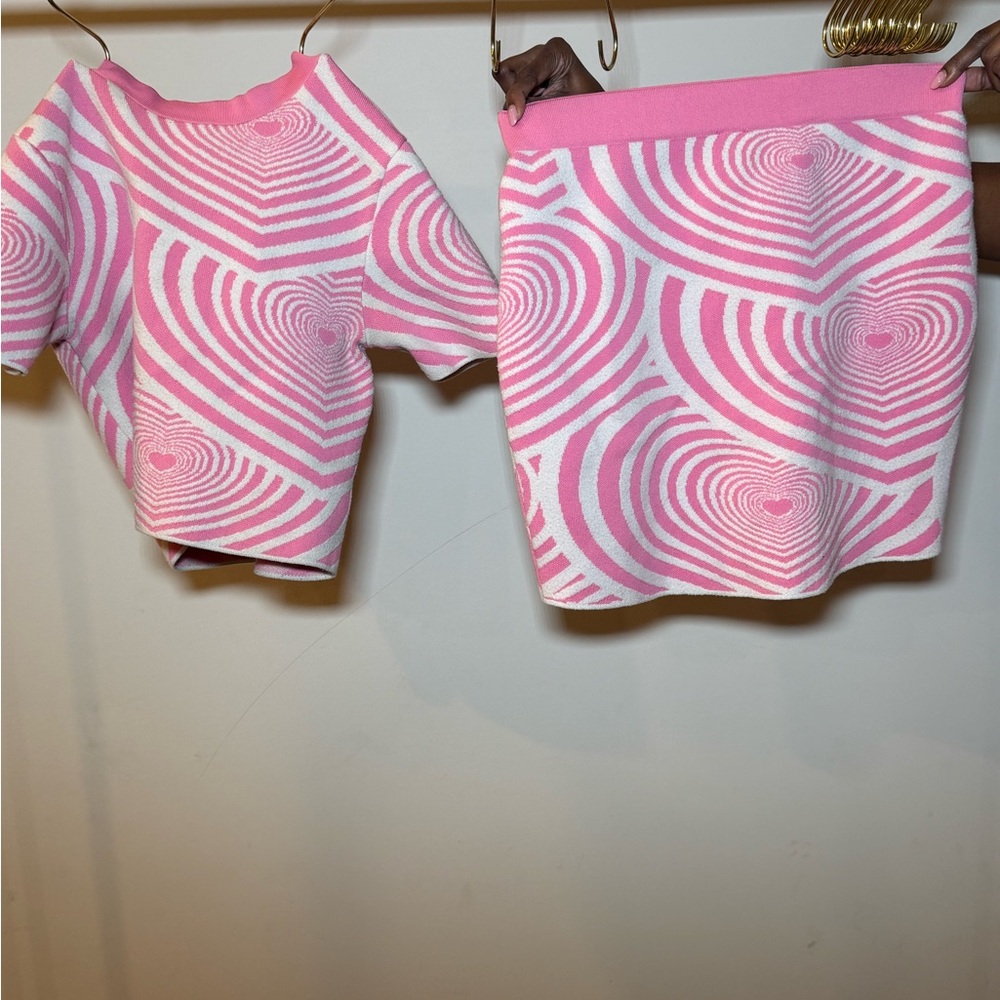 River Island Pink and White Patterned Set